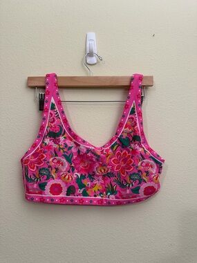 Beach Riot Hot Pink Floral Swim Crop Top
